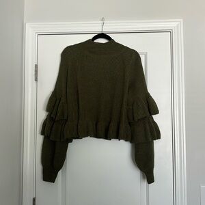 Women’s Size Small Sweater with Fluffy Sleeves